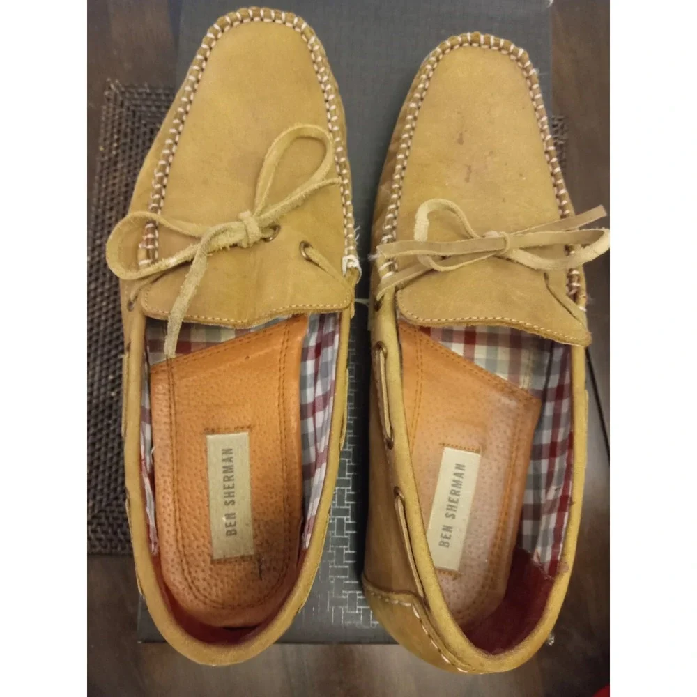 Size 10-‎ Ben Sherman Boat Shoes BN 400256 031 Brown Leather